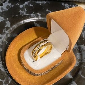 Gold-Tone Crystal Eternity Band Ring - unisex Jewelry Sz 7,8 and 11 available
